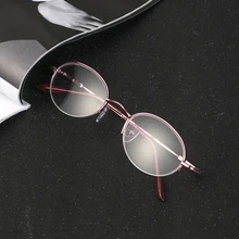 Модные овальные металлические очки с половинной оправой, очки для близорукости, унисекс, ультра светильник, полимерные очки для чтения, портативные очки-1,0~-6,0 диоптрий