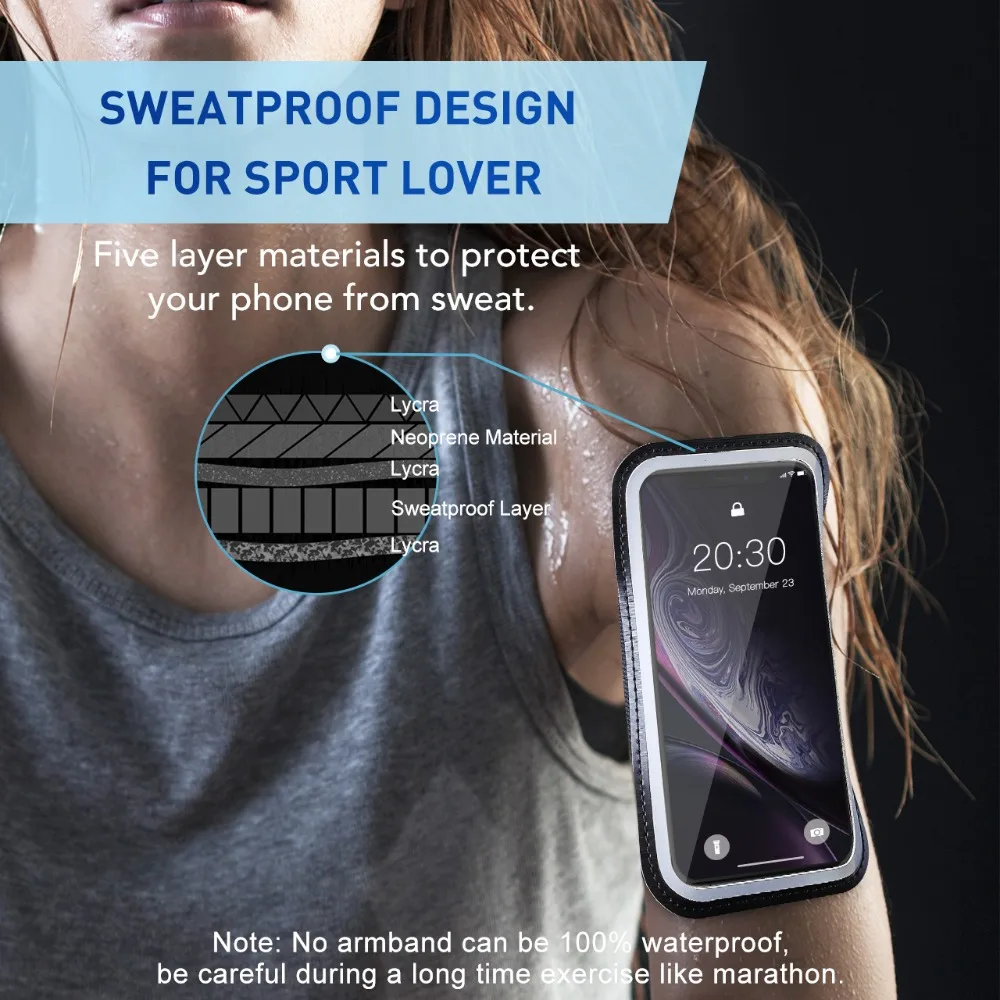 Mpow MSA3N спортивный браслет для бега для iPhone Xs Max Xs Xr до 6,5 дюймов, мобильные телефоны с ключом/наушником Карманный нарукавный ремень чехол сумка