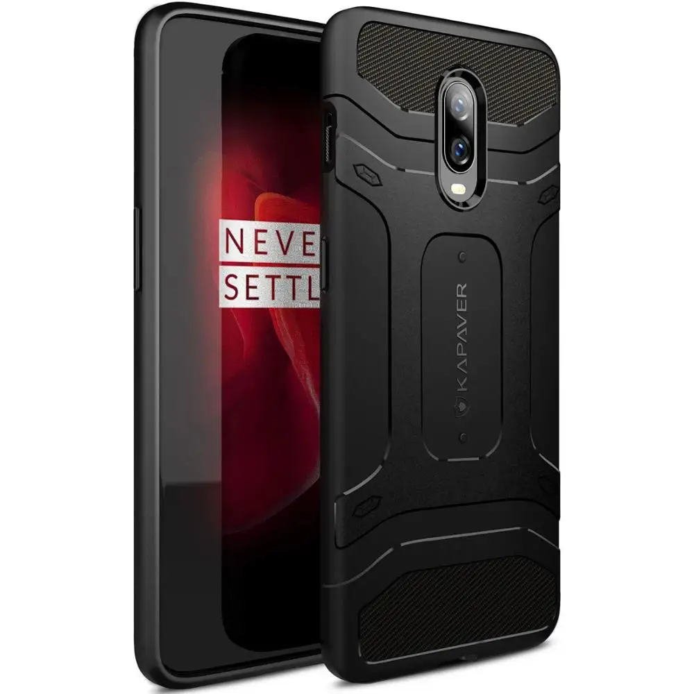 

KAPAVER® Back Cover Case Compatible for OnePlus 6T / One Plus 6T Case Tough Rugged Solid Black Shock Proof Slim Armor Back Cover