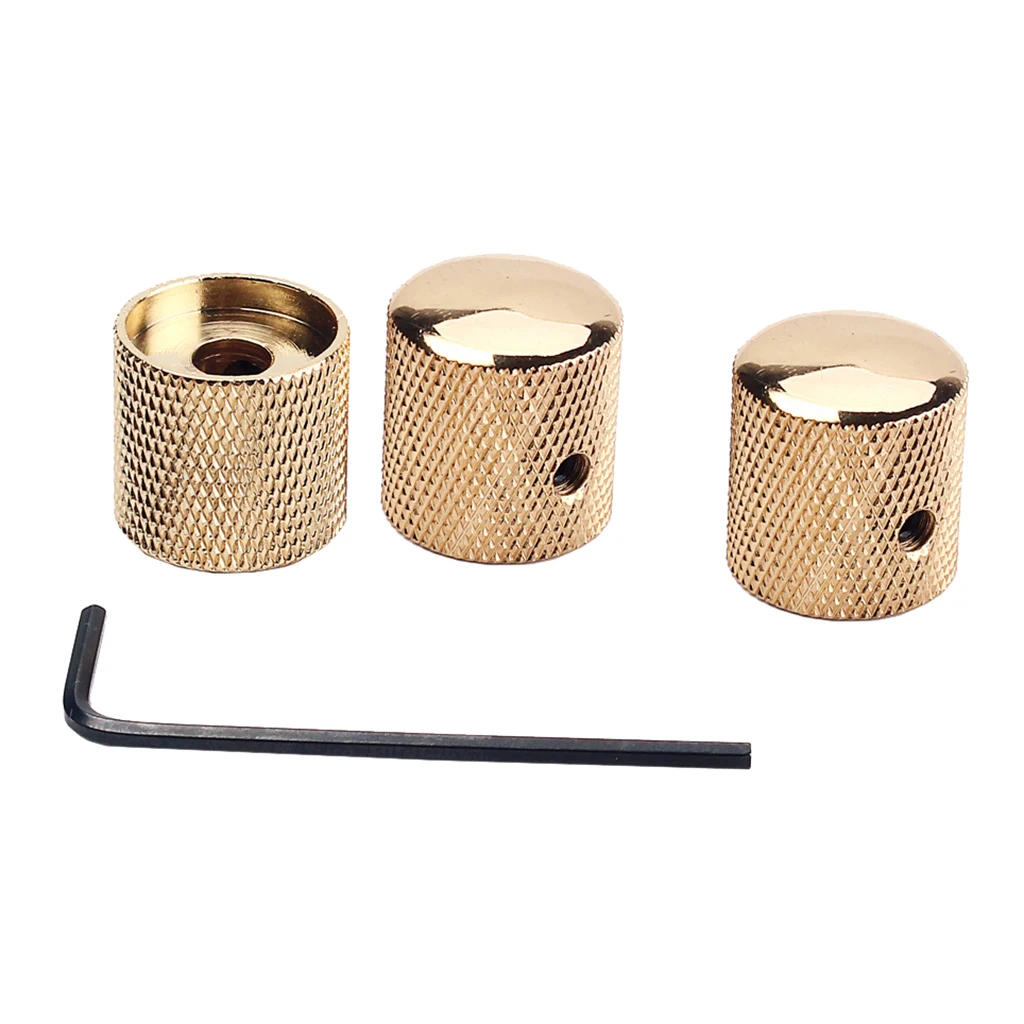 3 Pieces Professional Golden Metal Guitar Tone Volume Knob With Hole Guitar Part