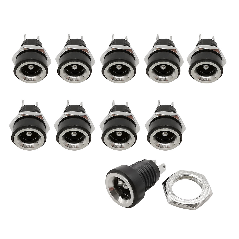 2/5/10Pcs 5.5 x 2.1mm DC Power Female Jack Socket 2 Terminal Type Panel Mount Connectors Supply Plug Adapter DC-022B DC022B