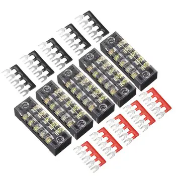 

5pieces 600V 15A 5P Double Row Wire Barrier Terminal Block With 2 Connector Strips 5 Positions For Electronic Circuit TB1505L