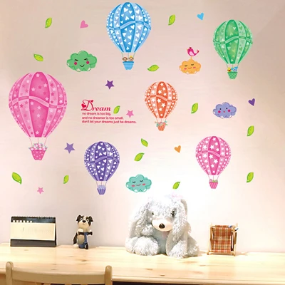 Balloon 13 DIY мультфильм Животные горячий воздушный шар наклейки на стену для детей детские комнаты детская спальня настенные наклейки самоклеющиеся виниловое панно - Цвет: Balloon 13