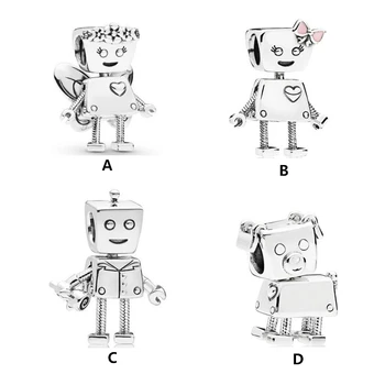 

YDX 925 Sterling Silver Bracelet Accessories Personality Robot Beaded Amulet Child Charm Gift Girlfriend Valentine's Pendant