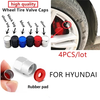 

4pcs aluminum Car Tire Wheel Valve Stem Caps for Hyundai Solaris Accent I30 IX35 Tucson Elantra Motorcycle Car Styling