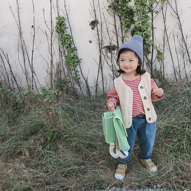 Милые модные жилеты в Корейском стиле в стиле пэчворк для девочек Теплые утепленные жилеты без рукавов для маленьких мальчиков