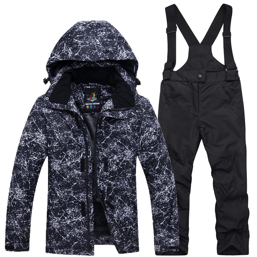 

Boys Girls Pocket Waterproof Winter Snowboarding Jacket Pants Snow Windproof Children Warm Zipper Kid Ski Suit Set Thermal