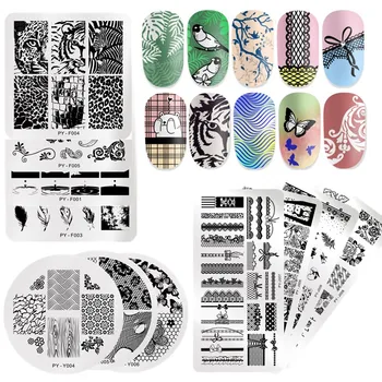

PICT YOU Nail Stamping Plates Geometric Flower Plants Natural Patterns Nail Art Stamp Templates Square Rectangle Image Plates