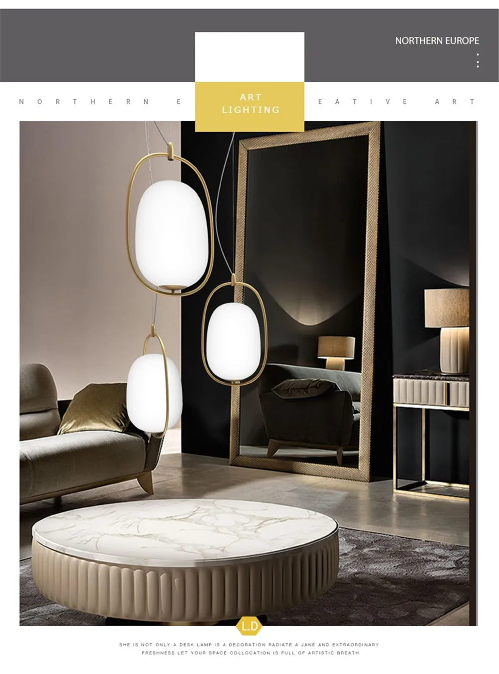 Loft Decor Post Modern LED Pendant Light Iron Gold Circle Glass Hanging Lamp Dining Room Indoor Lighting Fixtures Hanglamp (4)
