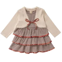 Коллекция года, новые весенние модные комплекты одежды для маленьких девочек пальто с длинными рукавами для малышей на день рождения топы+ платье, 2 предмета, вечерние, теплые наряды, От 1 до 5 лет