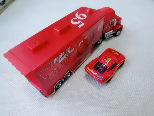 Disney Pixar Автомобили Mack Hauler грузовик 22 см и освещение McQueen 95 металлический литой автомобиль 2шт без упаковки