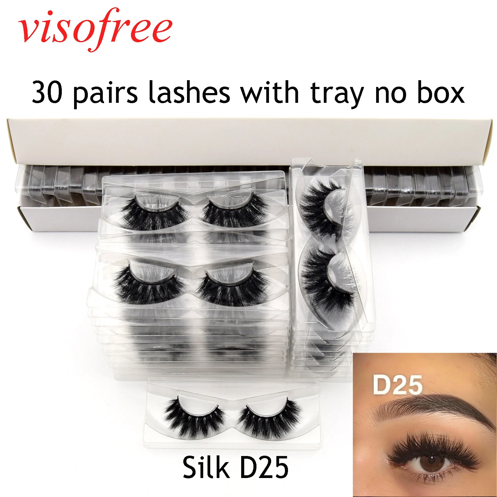 Visofree 30 Pairs/lot Mink Eyelashes Soft False Long Black Nautral Faux Cils Makeup Beauty Tool Silk-D25 | Красота и здоровье