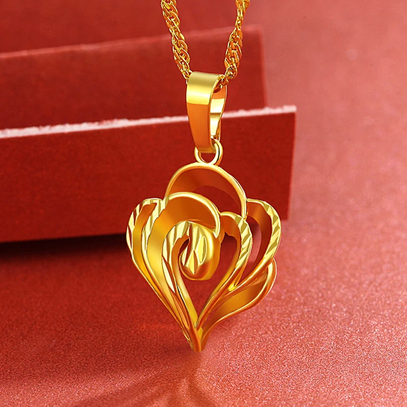 Gold Color Necklace Flower Design 