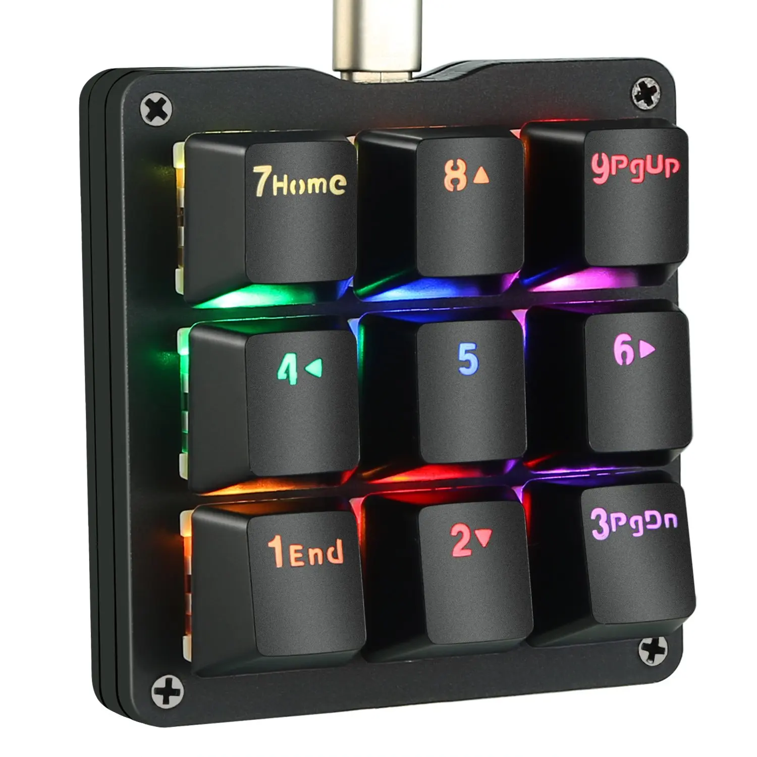 

9 Fully Programmable Keys Mechanical Keyboard Portable Mini One-Handed Mechanical Gaming Keypad RGB LED Backlit Red Switches