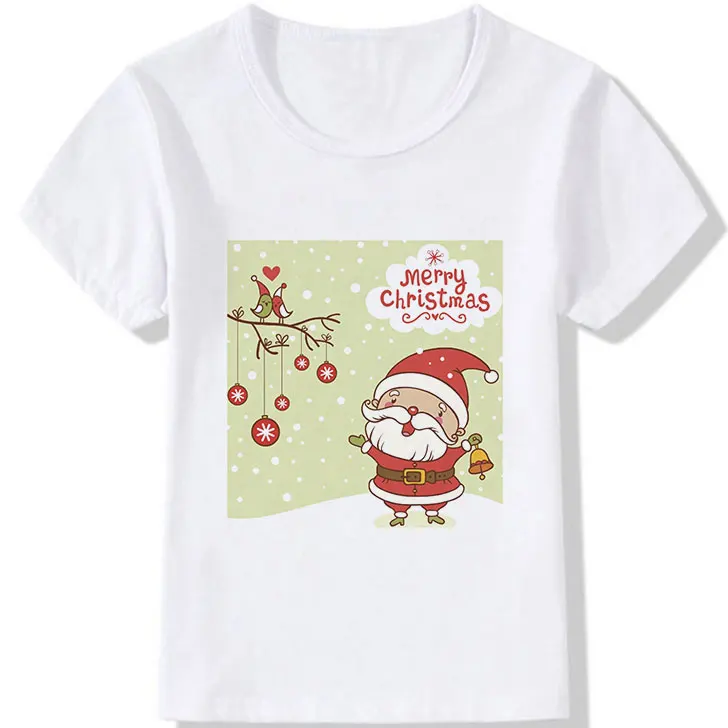 Модные новогодние майки для девочек, Kawaii Elk, футболки для мальчиков детская футболка с принтом Санта-Клауса в подарок милый корейский дизайн для отдыха