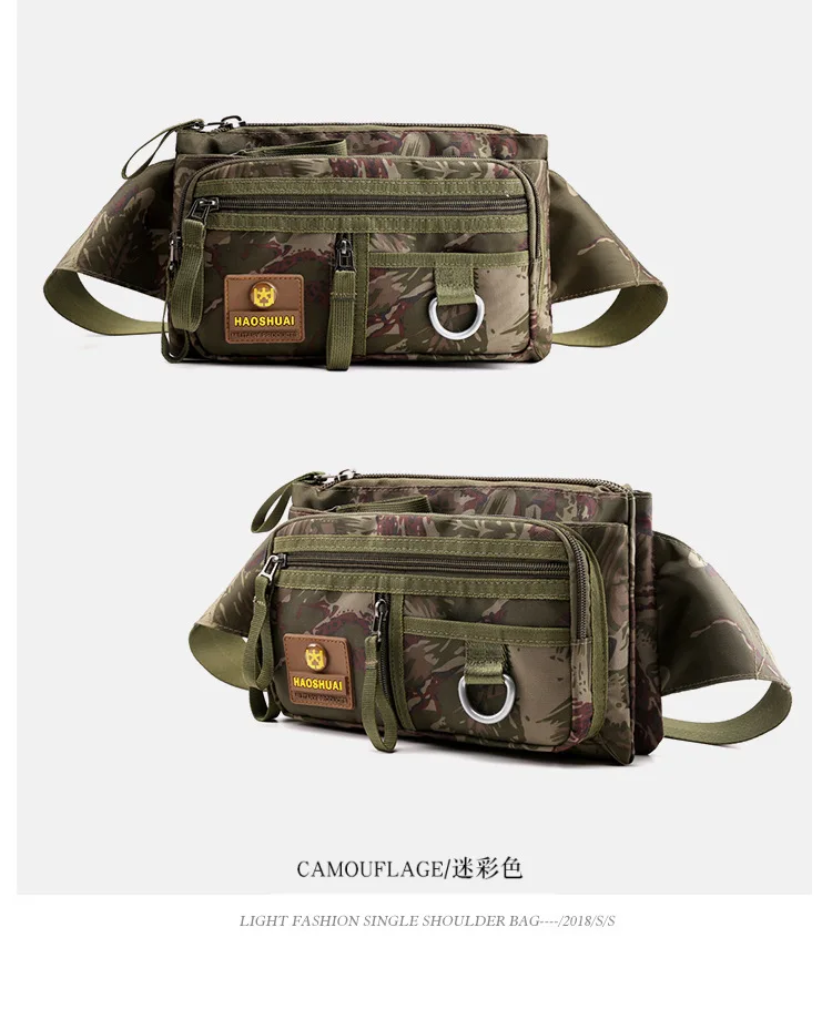 Haoshuai поясные сумки для мужчин винтажный дизайн карманы задняя упаковка многофункциональные пакеты супер крутые Необычные отличительные