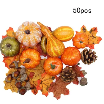 

50Pcs Halloween Decor Props Artificial Mini Pumpkin Berries Maple Leaf DIY Craft for Home Halloween Party Decoration House Prop