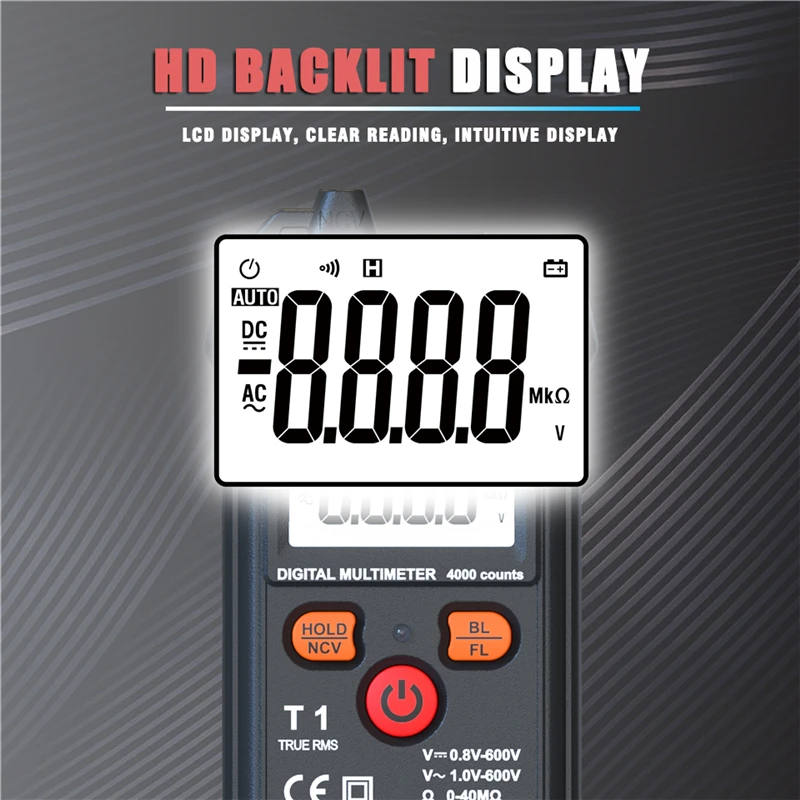 Smart Multimeter Digital 4000 Counts Mini Automotive Tester True RMS NCV 600V AC DC Voltage Tester Portable Electric Meter