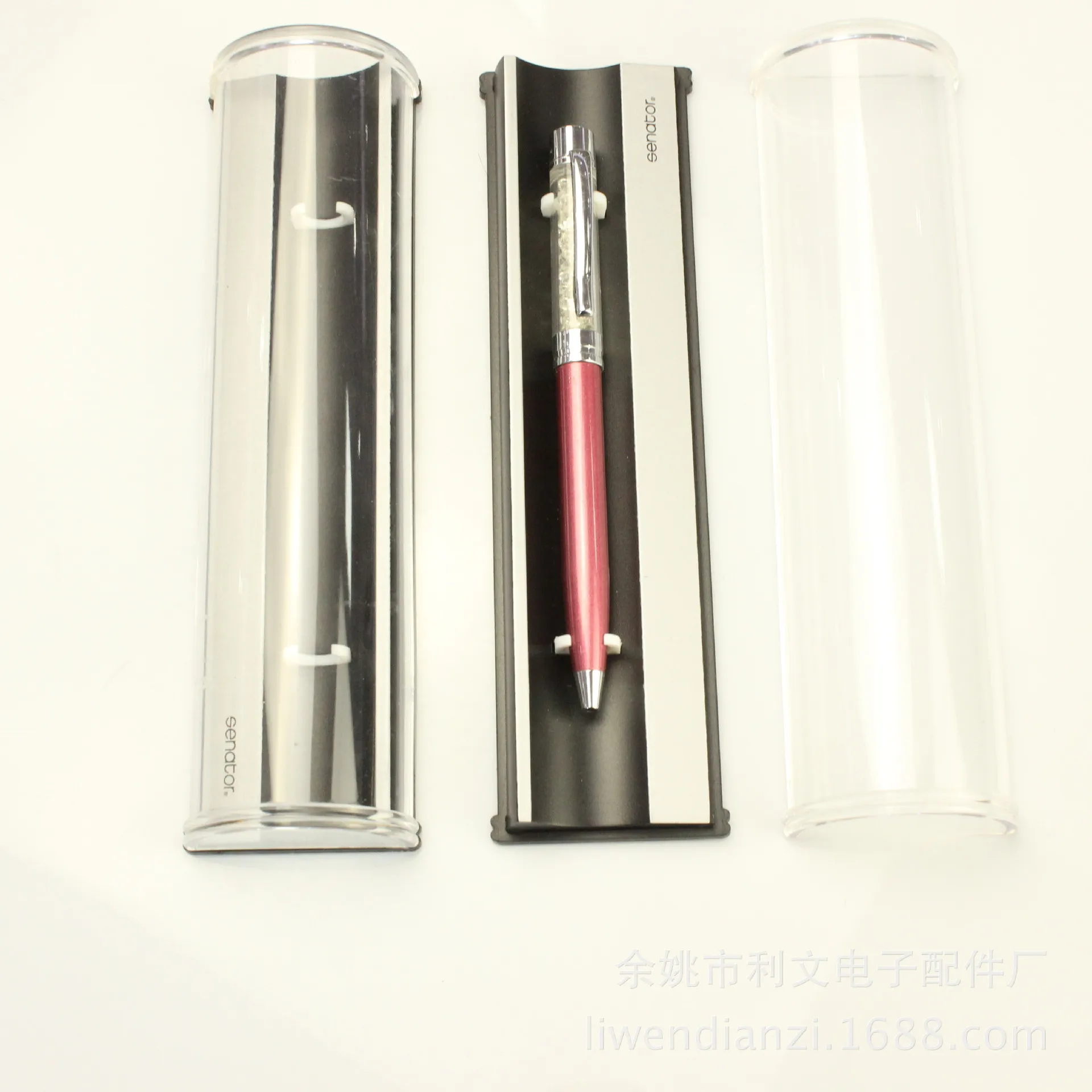 

Top Grade High Transparent Metal Pencil Case Plastic Gift Box Semicircle Tiandigai-Printing Logo Pen Box