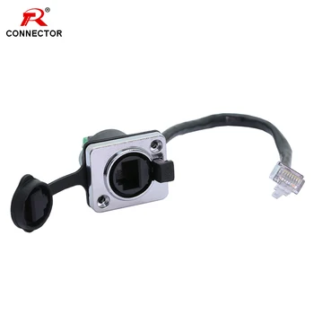 

RJ45 8p8c Waterproof Connector, RJ45 male to female, with 15cm cable,Panel Mount type,zinc alloy body+PA6 plastic+copper contact