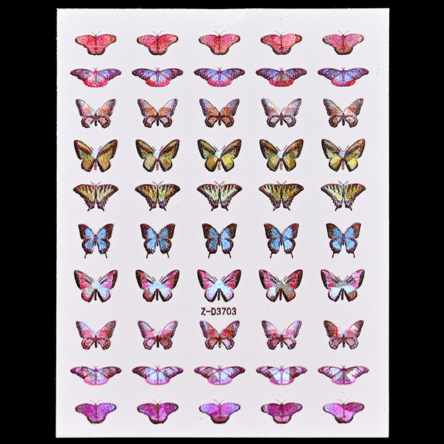 Craft Sticker 3D Nail Art Sticker Ultra-thin Butterfly Nail Art Decoration Sticker Holographic Laser Butterfly Nail Decals