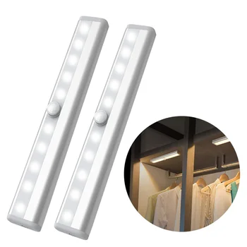 

LED Motion Sensor Light 6/10 LEDs Cupboard Wardrobe LED Under Cabinet Battery Bed Lamp Night Light For Closet Stairs Kitchen