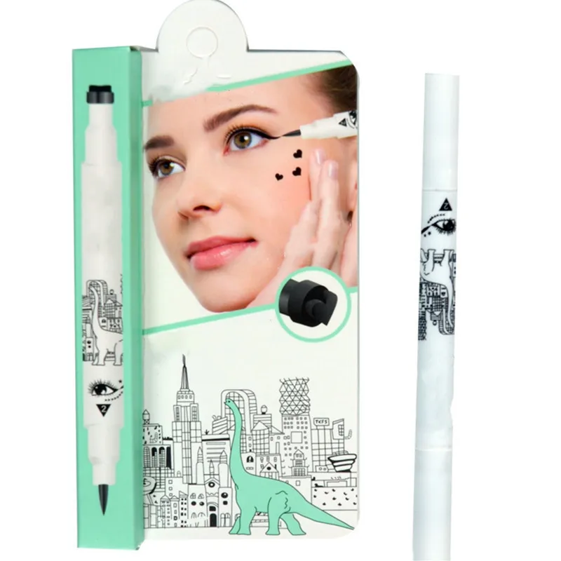 

1pc Black Waterproof Liquid Eyeliner Star Heart Tattoo Stamp Eye Liner Pencil Long-lasting High Quality Double-Head T0268