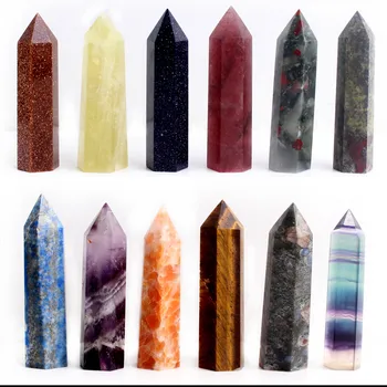 

Natura Crystal Obelisk Point Wand Jewelry Colorful Fluorite Rose Quartz Reiki Chakra Healing Decor Figurine Necklace Gift