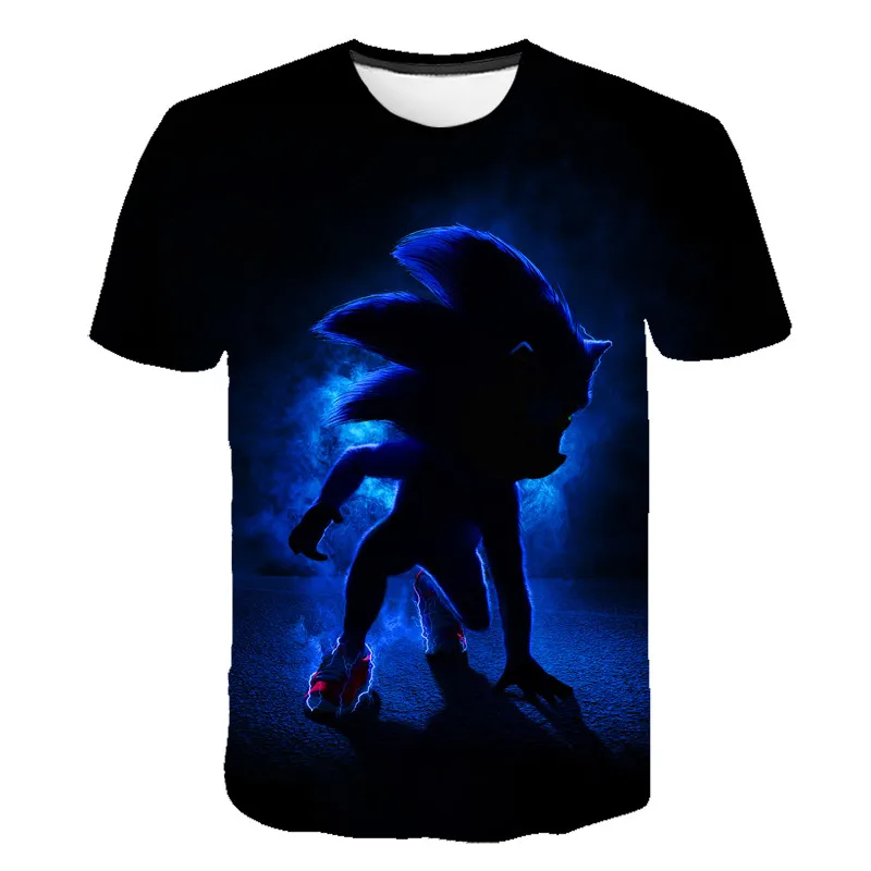 Sonic/летняя футболка для мальчиков и девочек, короткая футболка с объемным рисунком футболка из полиэстера детская одежда От 4 до 14 лет - Цвет: 9102