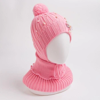 

Set (hat, snood) for girls, pink color, size 47-50 cm (1, 5-3 years)