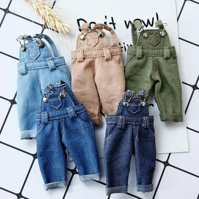 ob11 doll clothes  bjd clothes  Fashion strap denim trousers for obitsu11,piccodo, GSC,  1/12bjd doll clothes accessories pants 5