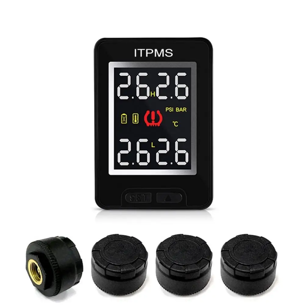 

CAREUD U912 Car TPMS Wireless Auto Tire Pressure Monitoring System with 4 External Sensors LCD Embedded Monitor For Only