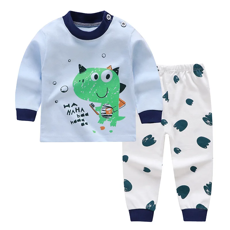 Новая осенняя одежда для малышей детское нижнее белье Детский костюм из 2 предметов пижамы с длинными рукавами для маленьких девочек и мальчиков хлопковые комплекты для малышей