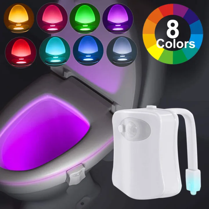 Toilet Seat Night Light Smart PIR Motion Sensor 8 Colors Waterproof Backlight  LED Toilet Bowl Luminaria Lamp WC Toilet Light