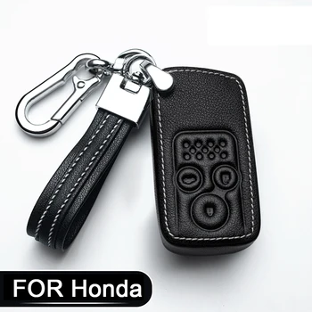 

Leather Protective cover Car key case for Honda CRZ CRV URV XRV HRV Accord Civic City Vezel Crosstour Ring metal Key Rings