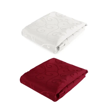 

2x 63 Inch Round Table Cover Tablecloth Wedding Banquet Party Polyester White & Red Wine