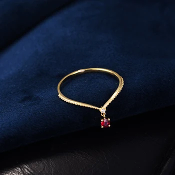 

Aazuo Ins Trendy 18K Yellow Gold Natural Ruby Fashion Move Ring gifted for Women Midi Finger Au750