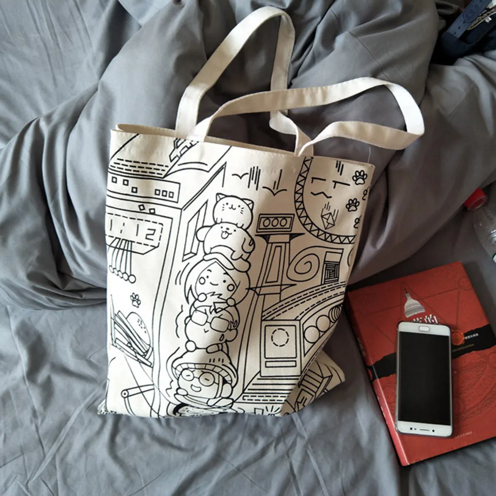 Холщовая художественная сумка на плечо с принтом для женщин, модная многоразовая Большая вместительная ручная сумка для покупок, сумка через плечо, bolsa feminina