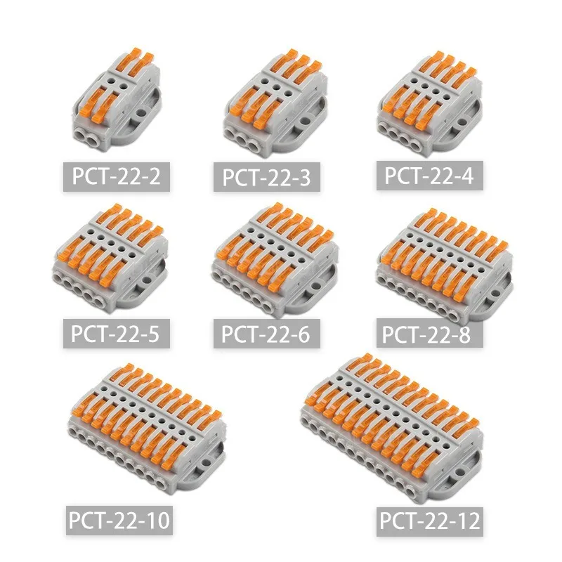 

LED Light Wire Connector Fixed Type Push-on Terminal Block Cage Spring Universal Fast Wiring Clip Copper-aluminum Butt Plug