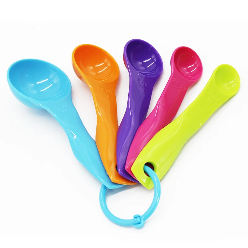 

5pcs Colorful Measuring Spoons Set Kitchen Accessories Plastic Coffee Cream Sugar Spoon Bartending Cooking Baking Tools