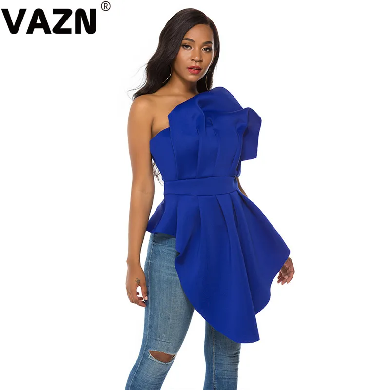 VAZN KEN21245, летняя, последняя мода, для молодых леди, для заметок, сексуальные, Клубные, модные, одноцветные, с открытыми плечами, асимметричные, тонкие, Длинные футболки