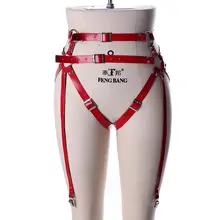 Панк-подвязка, кожаные чулки на подтяжках, с пряжкой, для тела, в клетку, для танцев, Rave, сексуальное нижнее белье размера плюс, без талии, трусики