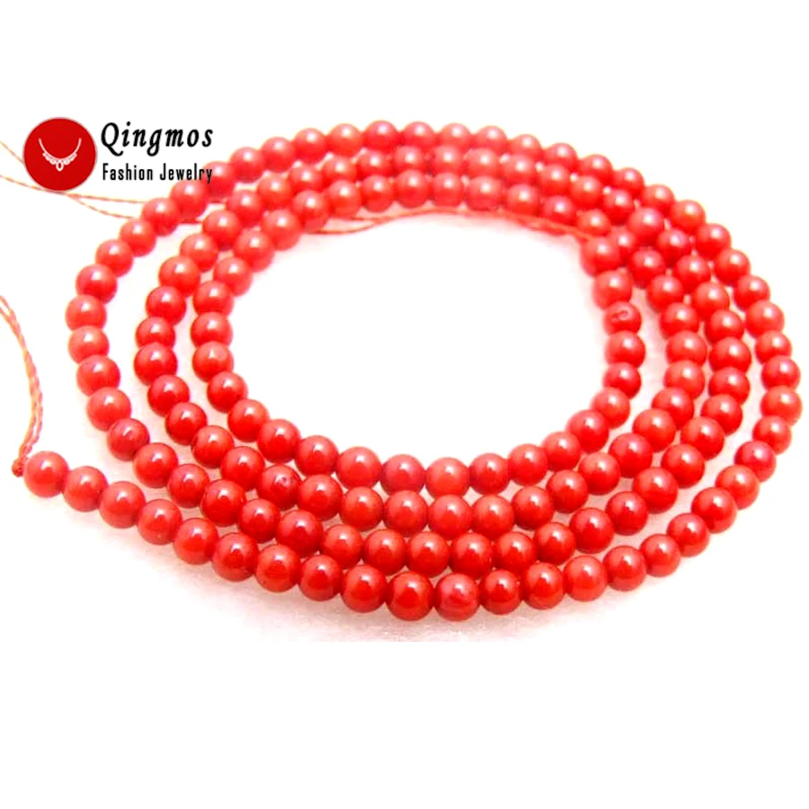 

Qingmos Natural 2mm Round High Quality Red Coral Beads for Jewelry Making DIY Necklace Bracelet Earring Loose Strand 15" los550