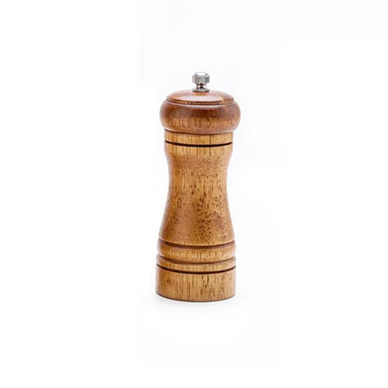 5 inch Hot Sale Classical Oak Wood Pepper Spice Mill Grinder Set BBQ Tools Set Handheld Seasoning Mills Grinder Ceramic Grinding Core - Color: 5 inch