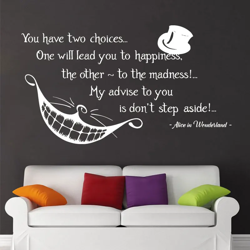 Alice In Wonderland Quote Wall Vinyl Decals Cat Hat Bedroom Nursery Modern Home Decoration Murals F752 | Дом и сад