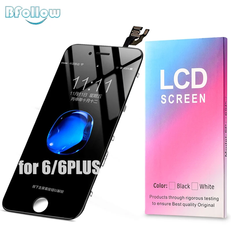 

BFOLLOW Original LCD for iPhone 6 6 Plus AAA Display Assembly Screen Digitizer Replacement with Tempered Glass Frame Sticker