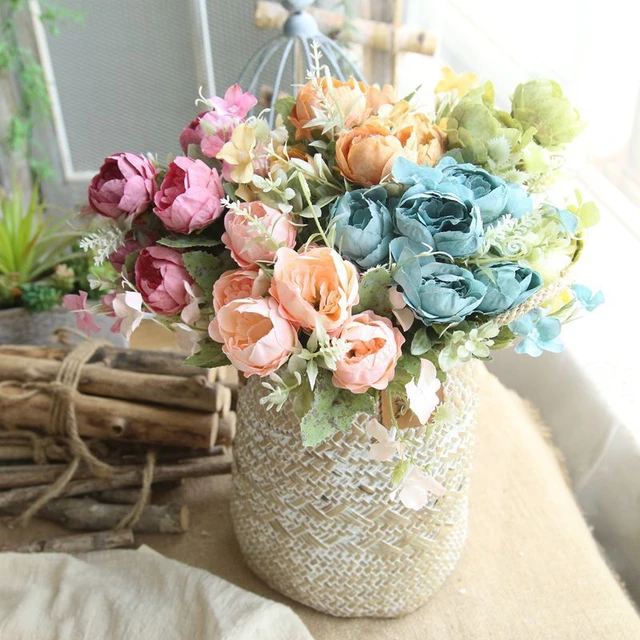 Artificial Flower Arrangements Decoration - White Silk Artificial Roses  Flowers - Aliexpress