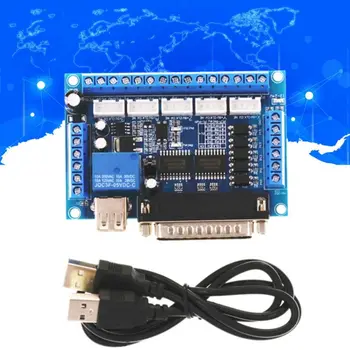 

5 Axis CNC Breakout Board Optocoupler Isolation with USB Cable for Stepper Motor Driver MACH3 Parallel Port Control