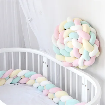 

1M Baby Pillows Plush Knitted Knots Long Knotted Braid Pillows Cotton Knots Mats Decorated Baby Bumpers Cribs Baby Bed Bumper