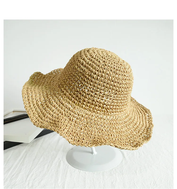 Шляпа от солнца Для женщин Дамы солнцезащитные Кепки пляжная соломенная шляпа с широкими полями отпуск Кепки